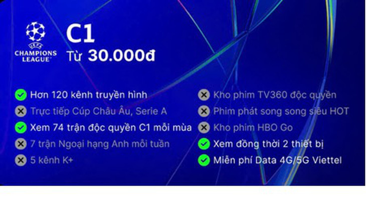 Đại tiệc Champion League trở lại trên TV360 cùng hệ gói cước mới siêu hấp dẫn - Ảnh 3.